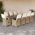 Casa si Gradina - Gradina si terasa - Mobilier exterior - Seturi mobila gradina - Set bistro de gradina, 11 piese, cu perne, bej, poliratan - Infinity.ro