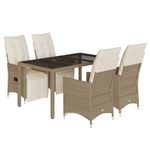 Casa si Gradina - Gradina si terasa - Mobilier exterior - Seturi mobila gradina - Set bistro de gradina, 5 piese, cu perne, bej, poliratan - Infinity.ro