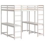Casa si Gradina - Mobilier - Paturi si accesorii - Paturi - Cadru pat supraetajat cu birou/scara, alb, 140x200 cm, lemn pin - Infinity.ro