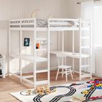 Casa si Gradina - Mobilier - Paturi si accesorii - Paturi - Cadru pat supraetajat cu birou/scara, alb, 140x200 cm, lemn pin - Infinity.ro