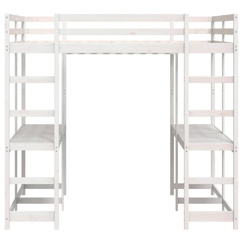 Casa si Gradina - Mobilier - Paturi si accesorii - Paturi - Cadru pat supraetajat cu birou/scara, alb, 140x200 cm, lemn pin - Infinity.ro