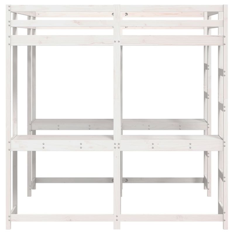 Casa si Gradina - Mobilier - Paturi si accesorii - Paturi - Cadru pat supraetajat cu birou/scara, alb, 140x200 cm, lemn pin - Infinity.ro