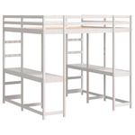 Casa si Gradina - Mobilier - Paturi si accesorii - Paturi - Cadru pat supraetajat cu birou/scara, alb, 140x200 cm, lemn pin - Infinity.ro