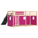 Casa si Gradina - Mobilier - Paturi si accesorii - Paturi - Pat supraetajat cu tobogan si perdele, roz, 90x190 cm - Infinity.ro