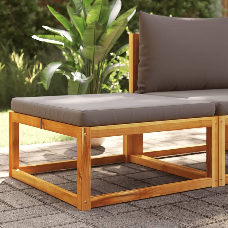 Casa si Gradina - Gradina si terasa - Mobilier exterior - Canapele si fotolii gradina - Taburet de gradina cu perna, 65x65x29 cm, lemn masiv acacia - Infinity.ro