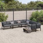 Casa si Gradina - Gradina si terasa - Mobilier exterior - Seturi mobila gradina - Set canapea de gradina, 6 piese, cu perne, negru, aluminiu - Infinity.ro