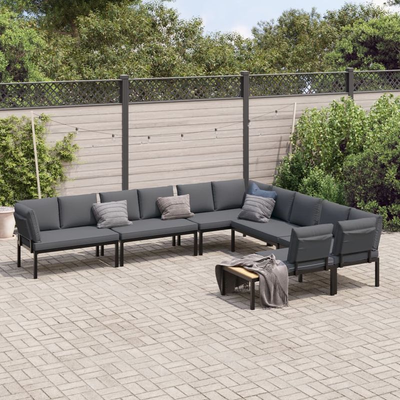 Casa si Gradina - Gradina si terasa - Mobilier exterior - Seturi mobila gradina - Set canapea de gradina, 6 piese, cu perne, negru, aluminiu - Infinity.ro