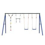 Jucarii, Copii si Bebe - Jucarii si jocuri - Jucarii de exterior - Spatii de joaca si accesorii - Set leagan de exterior, cu leagane, trapez și leagan cu disc, albastru - Infinity.ro