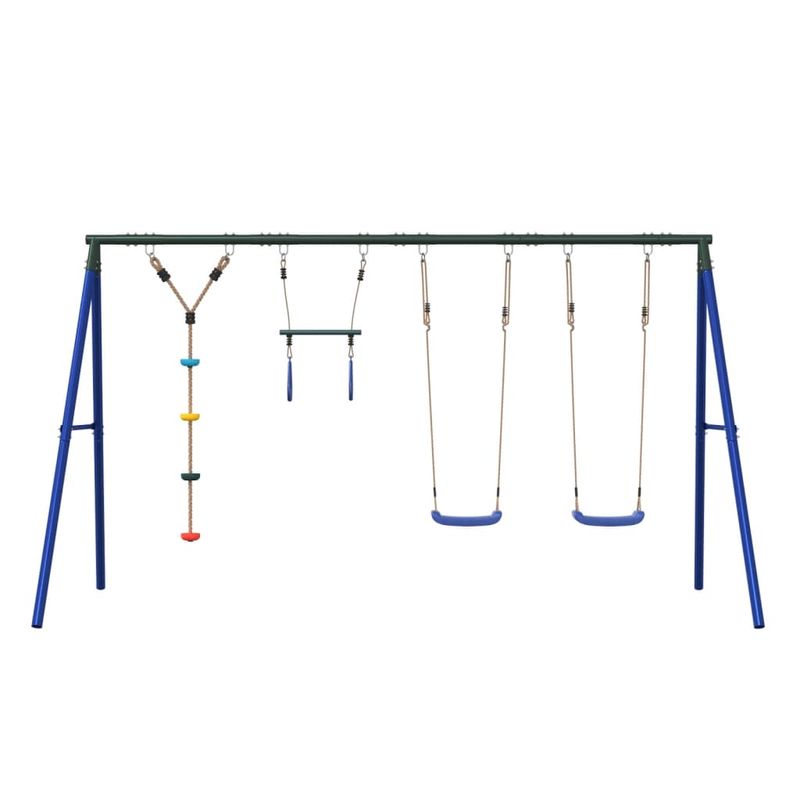 Jucarii, Copii si Bebe - Jucarii si jocuri - Jucarii de exterior - Spatii de joaca si accesorii - Set leagan de exterior, cu leagane, trapez și leagan cu disc, albastru - Infinity.ro