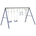Jucarii, Copii si Bebe - Jucarii si jocuri - Jucarii de exterior - Spatii de joaca si accesorii - Set leagan de exterior, cu leagane, trapez și leagan cu disc, albastru - Infinity.ro