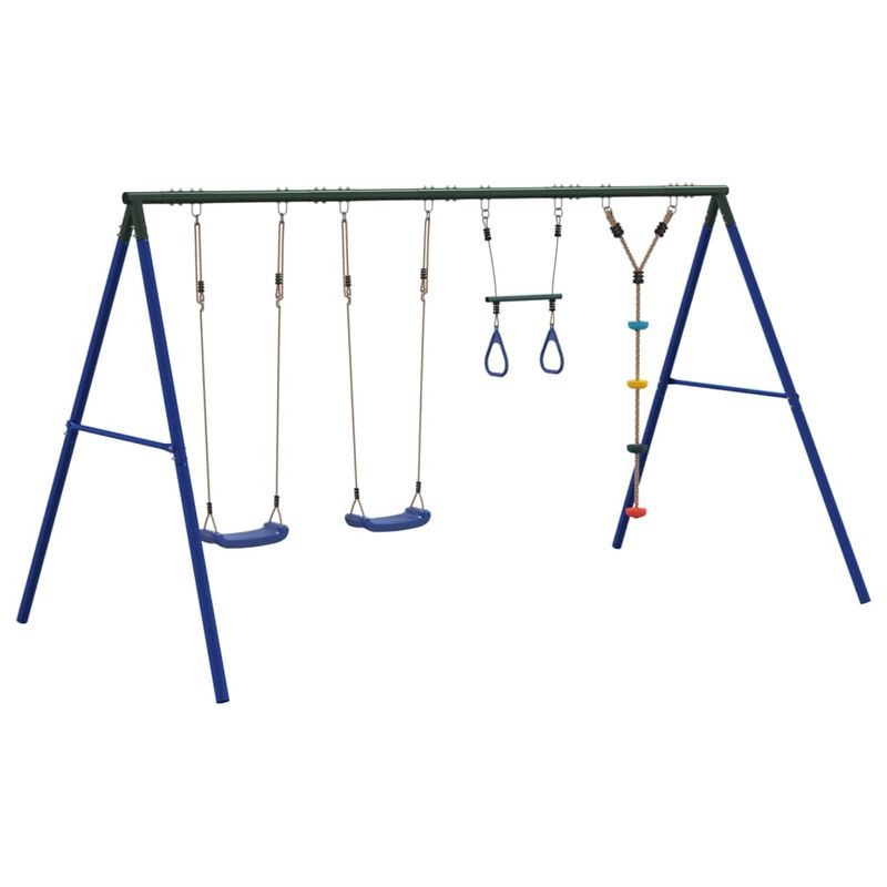 Jucarii, Copii si Bebe - Jucarii si jocuri - Jucarii de exterior - Spatii de joaca si accesorii - Set leagan de exterior, cu leagane, trapez și leagan cu disc, albastru - Infinity.ro