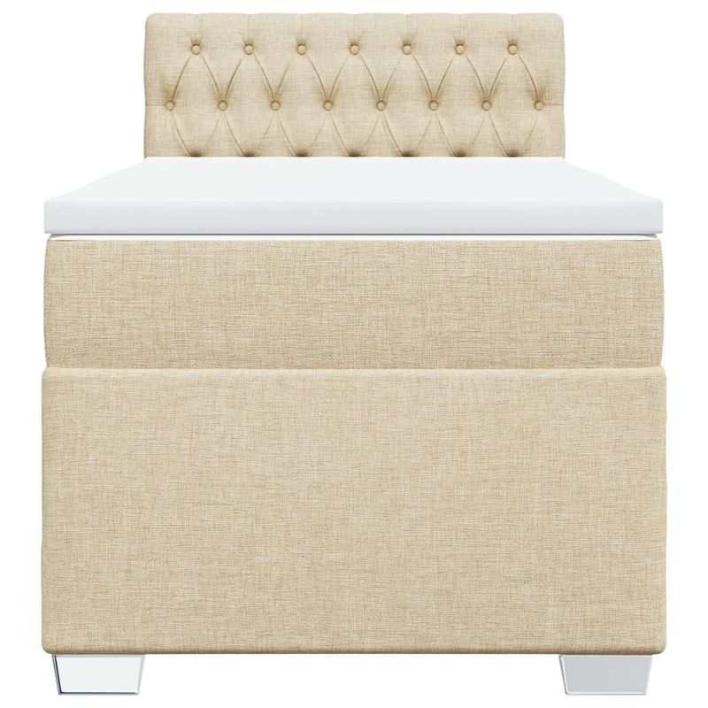 Casa si Gradina - Mobilier - Paturi si accesorii - Paturi - Pat box spring cu saltea, crem, 90x190 cm, textil - Infinity.ro