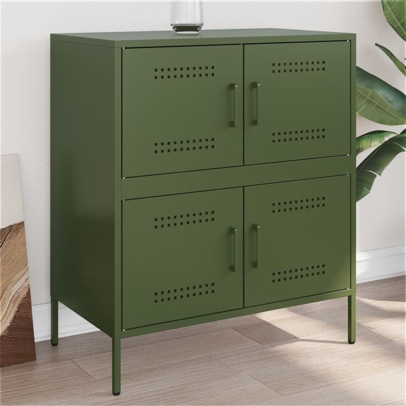Casa si Gradina - Mobilier - Comode si corpuri - Comode - Dulap, verde masliniu, 68x39x79 cm, otel - Infinity.ro