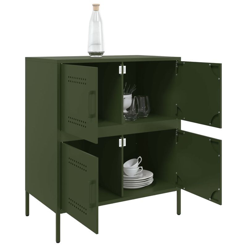 Casa si Gradina - Mobilier - Comode si corpuri - Comode - Dulap, verde masliniu, 68x39x79 cm, otel - Infinity.ro