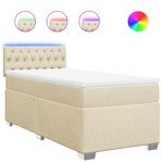 Casa si Gradina - Mobilier - Paturi si accesorii - Paturi - Pat box spring cu saltea, crem, 90x190 cm, textil - Infinity.ro