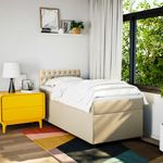 Casa si Gradina - Mobilier - Paturi si accesorii - Paturi - Pat box spring cu saltea, crem, 90x200 cm, textil - Infinity.ro