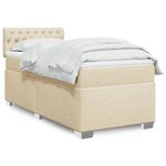 Casa si Gradina - Mobilier - Paturi si accesorii - Paturi - Pat box spring cu saltea, crem, 90x190 cm, textil - Infinity.ro