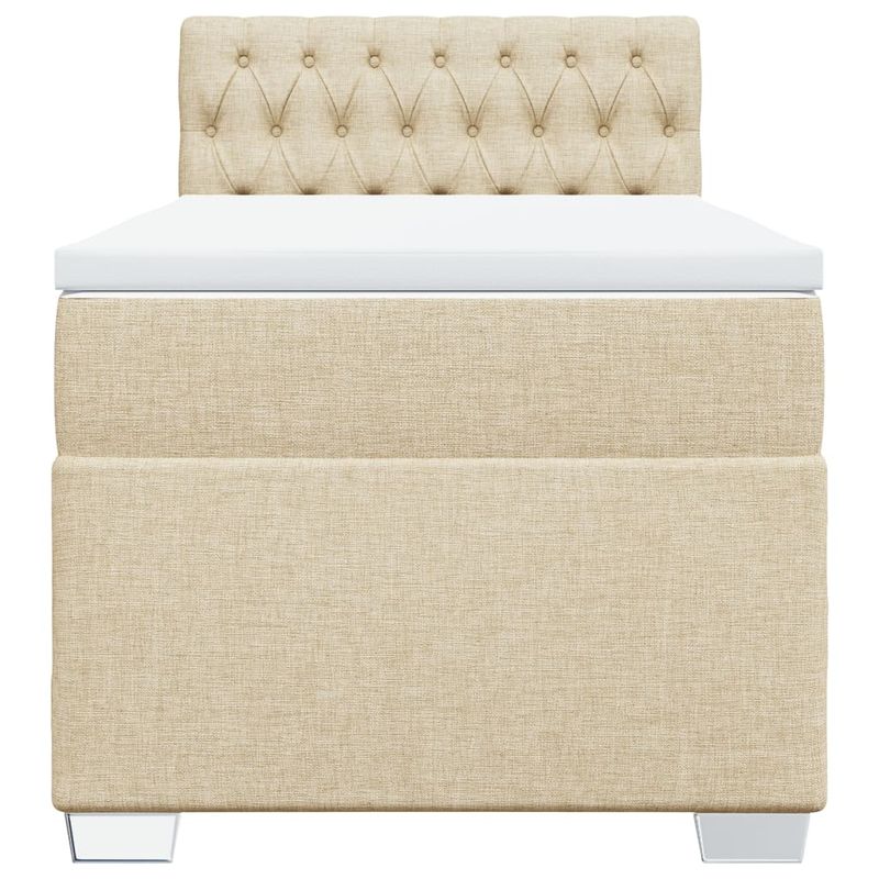Casa si Gradina - Mobilier - Paturi si accesorii - Paturi - Pat box spring cu saltea, crem, 90x190 cm, textil - Infinity.ro