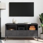 Casa si Gradina - Mobilier - Comode si corpuri - Comode - Dulap TV, negru, 100,5x39x50,5 cm, otel laminat la rece - Infinity.ro