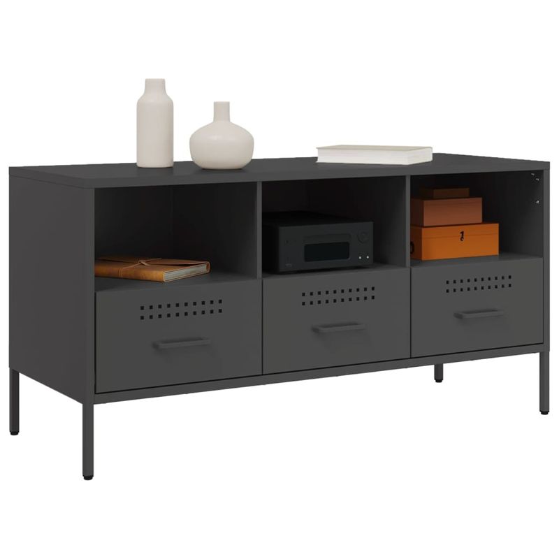 Casa si Gradina - Mobilier - Comode si corpuri - Comode - Dulap TV, negru, 100,5x39x50,5 cm, otel laminat la rece - Infinity.ro