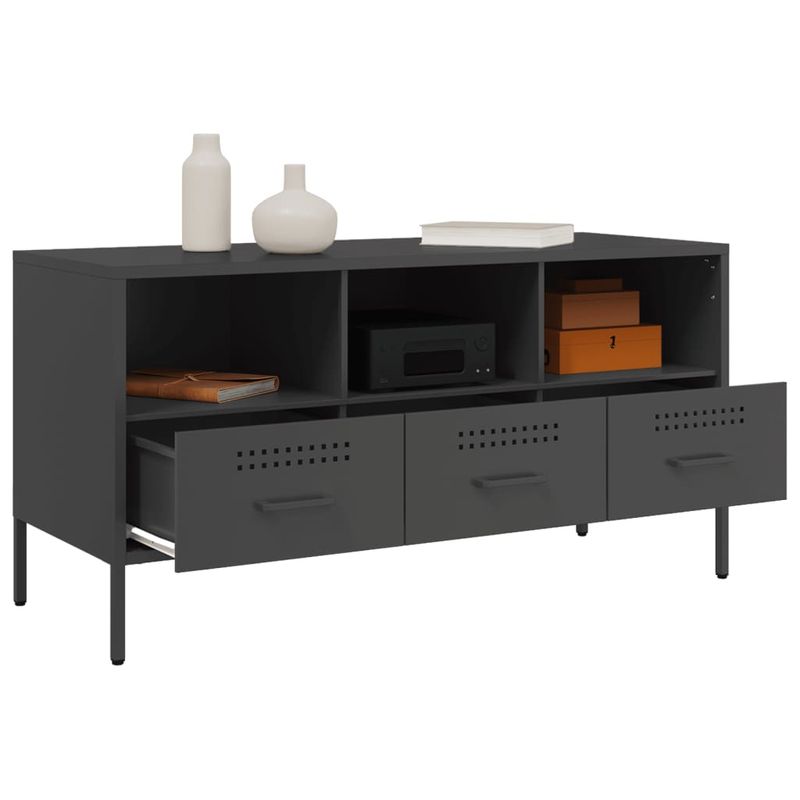 Casa si Gradina - Mobilier - Comode si corpuri - Comode - Dulap TV, negru, 100,5x39x50,5 cm, otel laminat la rece - Infinity.ro