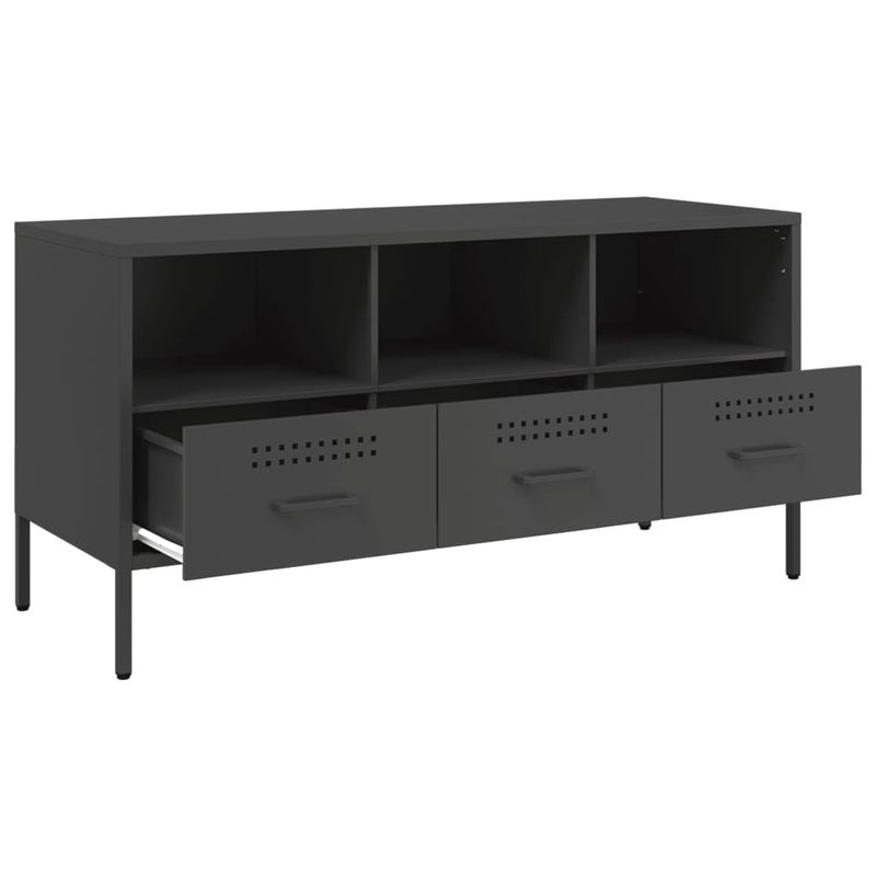 Casa si Gradina - Mobilier - Comode si corpuri - Comode - Dulap TV, negru, 100,5x39x50,5 cm, otel laminat la rece - Infinity.ro