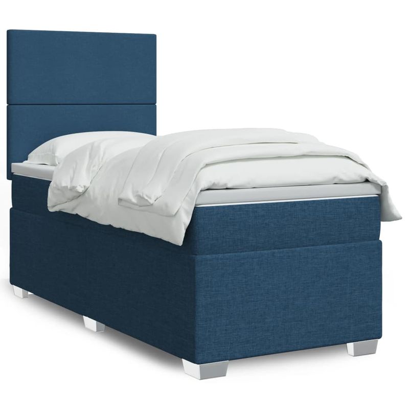 Casa si Gradina - Mobilier - Paturi si accesorii - Paturi - Pat box spring cu saltea, albastru, 80x200 cm, textil - Infinity.ro
