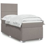 Casa si Gradina - Mobilier - Paturi si accesorii - Paturi - Pat box spring cu saltea, gri taupe, 90x200 cm, textil - Infinity.ro