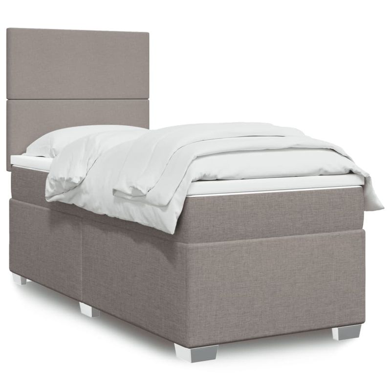 Casa si Gradina - Mobilier - Paturi si accesorii - Paturi - Pat box spring cu saltea, gri taupe, 90x200 cm, textil - Infinity.ro