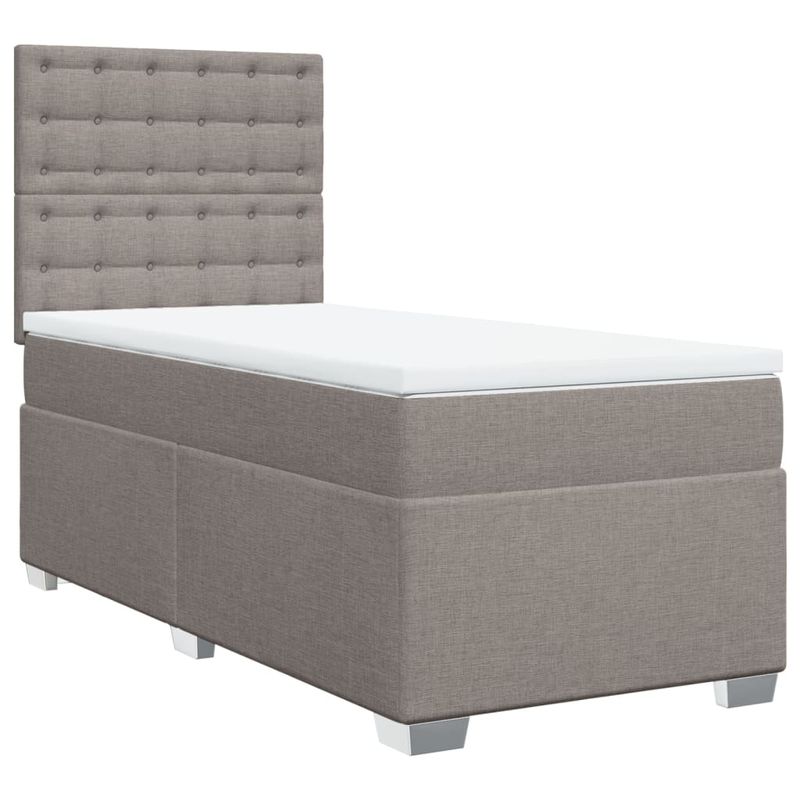 Casa si Gradina - Mobilier - Paturi si accesorii - Paturi - Pat box spring cu saltea, gri taupe, 90x200 cm, textil - Infinity.ro