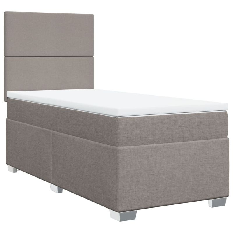 Casa si Gradina - Mobilier - Paturi si accesorii - Paturi - Pat box spring cu saltea, gri taupe, 90x200 cm, textil - Infinity.ro