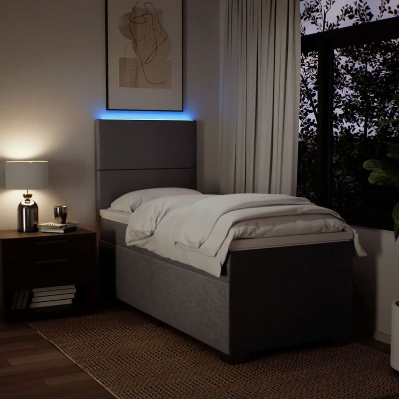 Casa si Gradina - Mobilier - Paturi si accesorii - Paturi - Pat box spring cu saltea, gri taupe, 90x200 cm, textil - Infinity.ro