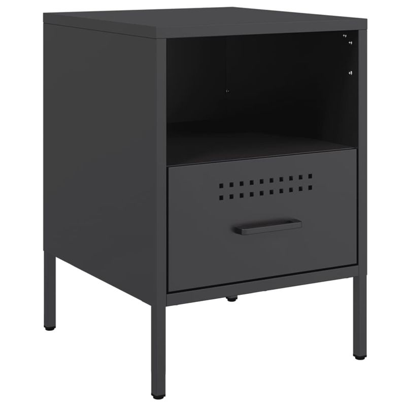 Casa si Gradina - Mobilier - Comode si corpuri - Noptiere - Noptiere, 2 buc., negru, 36x39x50,5 cm, otel laminat la rece - Infinity.ro