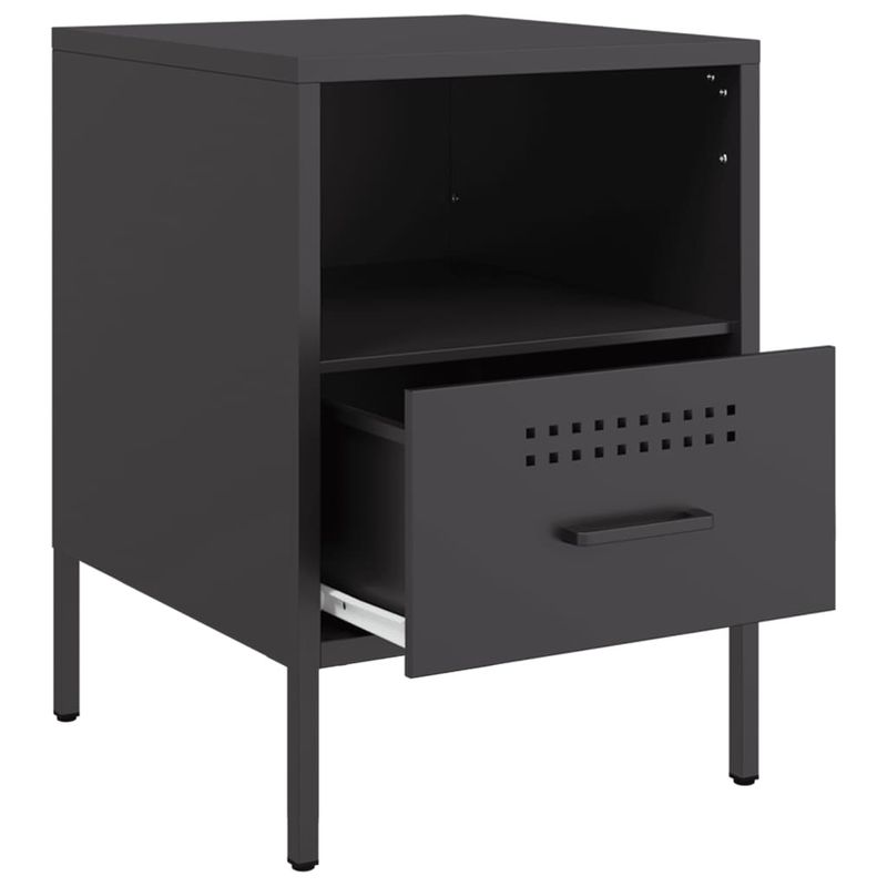 Casa si Gradina - Mobilier - Comode si corpuri - Noptiere - Noptiere, 2 buc., negru, 36x39x50,5 cm, otel laminat la rece - Infinity.ro