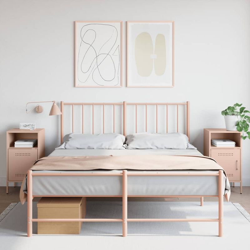 Casa si Gradina - Mobilier - Comode si corpuri - Noptiere - Noptiere, 2 buc., roz, 36x39x68 cm, otel laminat la rece - Infinity.ro