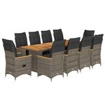Casa si Gradina - Gradina si terasa - Mobilier exterior - Seturi mobila gradina - Set bistro de gradina cu perne, 11 piese, gri, poliratan - Infinity.ro