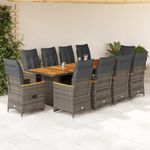 Casa si Gradina - Gradina si terasa - Mobilier exterior - Seturi mobila gradina - Set bistro de gradina cu perne, 11 piese, gri, poliratan - Infinity.ro
