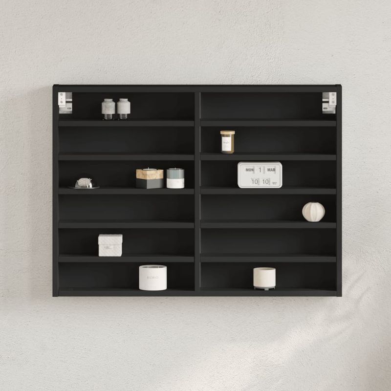 Casa si Gradina - Mobilier - Biblioteci si rafturi - Rafturi - Dulap cu vitrina, negru, 80x8,5x58 cm, lemn prelucrat - Infinity.ro
