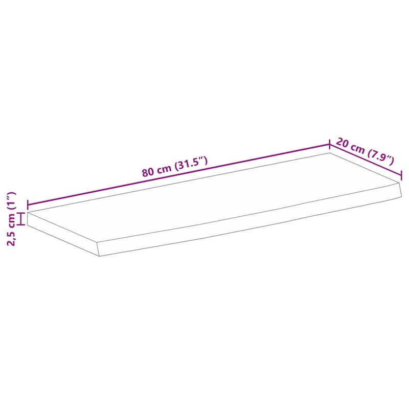 Casa si Gradina - Mobilier - Feronerie si accesorii mobila - Blat de masa contur organic 80x20x2,5 cm lemn masiv de mango, finisaj de stejar - Infinity.ro