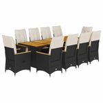 Casa si Gradina - Gradina si terasa - Mobilier exterior - Seturi mobila gradina - Set bistro de gradina, 11 piese, cu perne, negru, poliratan - Infinity.ro