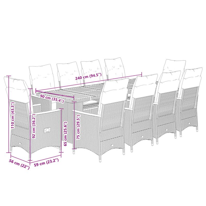 Casa si Gradina - Gradina si terasa - Mobilier exterior - Seturi mobila gradina - Set bistro de gradina, 11 piese, cu perne, negru, poliratan - Infinity.ro