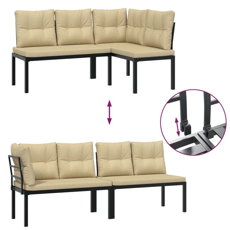 Casa si Gradina - Gradina si terasa - Mobilier exterior - Seturi mobila gradina - Set canapea de gradina, 5 piese, cu perne, negru, otel vopsit - Infinity.ro