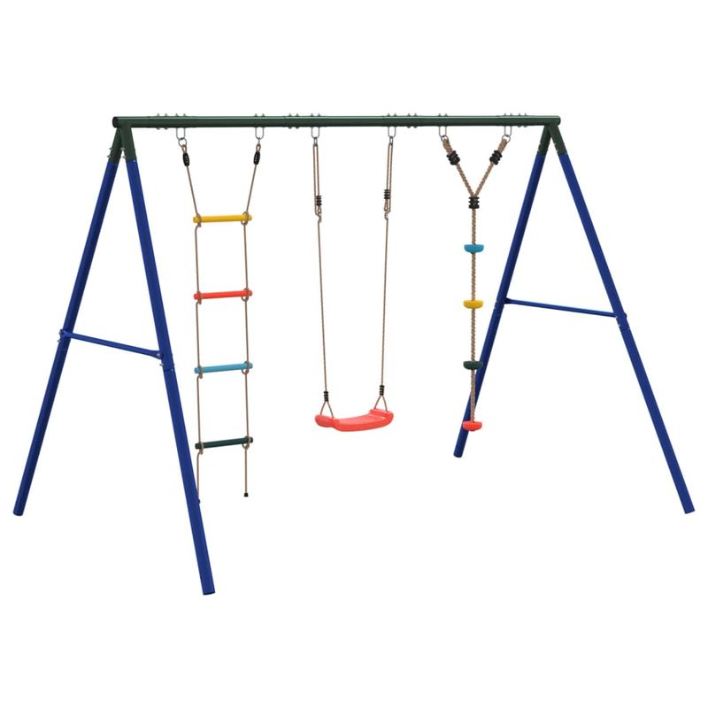 Jucarii, Copii si Bebe - Jucarii si jocuri - Jucarii de exterior - Spatii de joaca si accesorii - Set leagan de exterior, cu leagan, scara și leagan cu disc, roșu - Infinity.ro