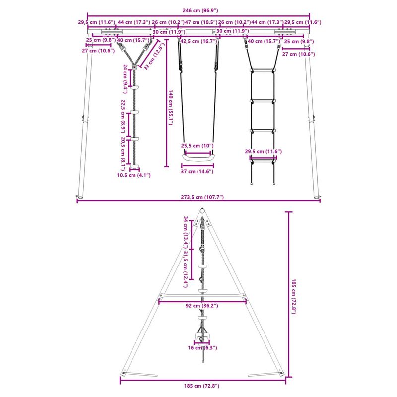 Jucarii, Copii si Bebe - Jucarii si jocuri - Jucarii de exterior - Spatii de joaca si accesorii - Set leagan de exterior, cu leagan, scara și leagan cu disc, roșu - Infinity.ro