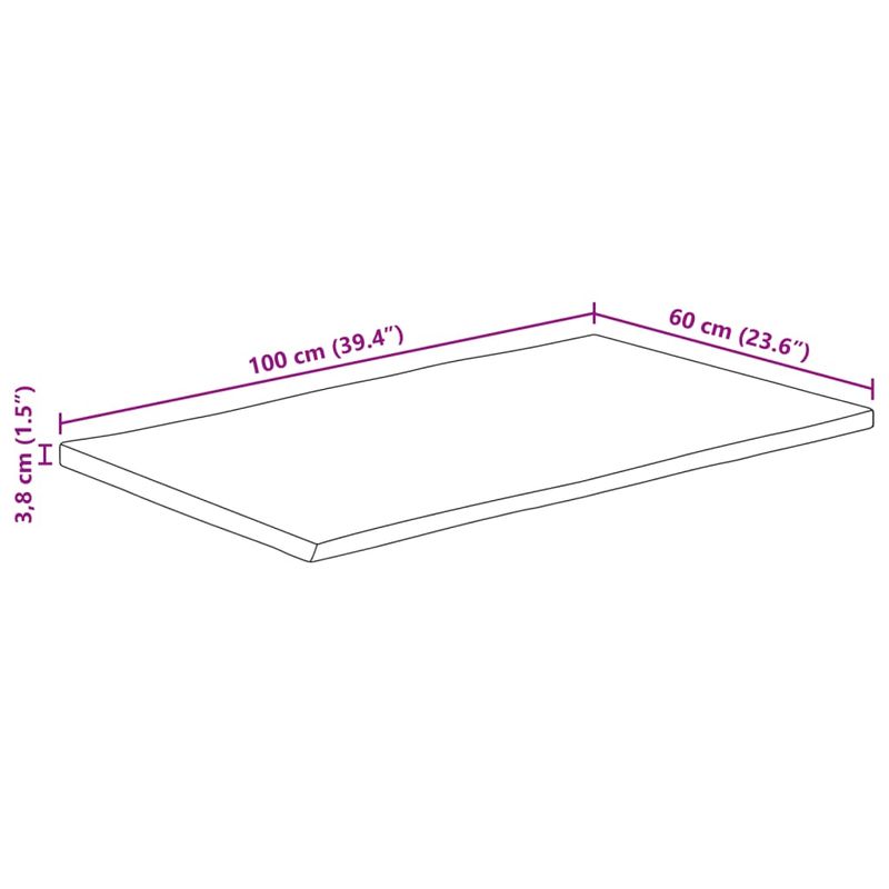 Casa si Gradina - Mobilier - Feronerie si accesorii mobila - Blat masa, 100x60x3,8cm, dreptunghiular lemn acacia margine vie - Infinity.ro