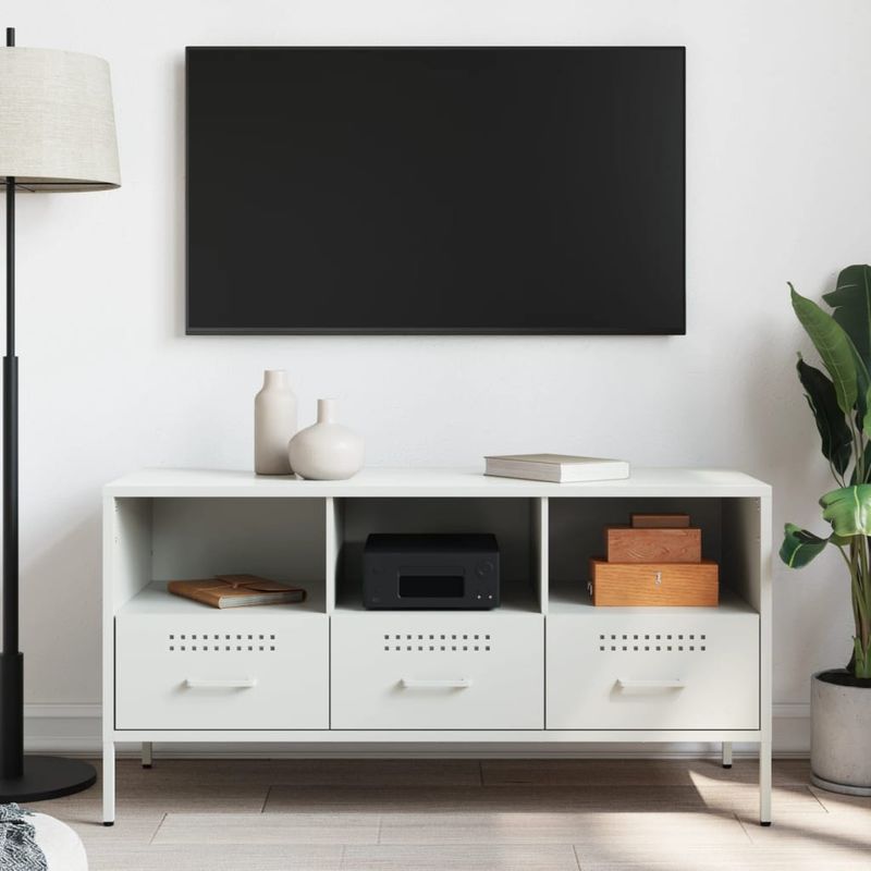 Casa si Gradina - Mobilier - Comode si corpuri - Comode - Dulap TV, alb, 100,5x39x50,5 cm, otel laminat la rece - Infinity.ro