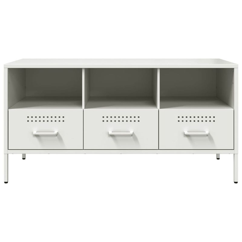 Casa si Gradina - Mobilier - Comode si corpuri - Comode - Dulap TV, alb, 100,5x39x50,5 cm, otel laminat la rece - Infinity.ro