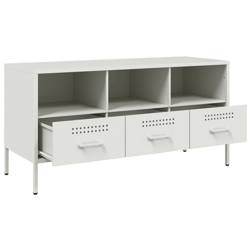 Casa si Gradina - Mobilier - Comode si corpuri - Comode - Dulap TV, alb, 100,5x39x50,5 cm, otel laminat la rece - Infinity.ro