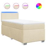 Casa si Gradina - Mobilier - Paturi si accesorii - Paturi - Pat box spring cu saltea, crem, 90x190 cm, textil - Infinity.ro