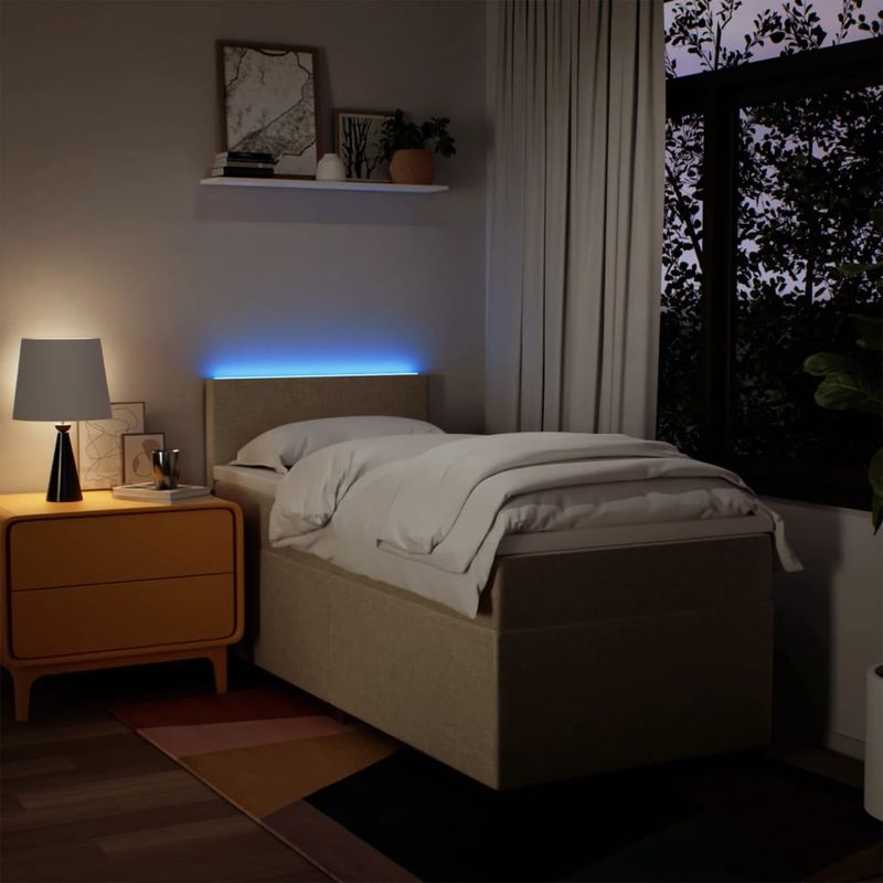 Casa si Gradina - Mobilier - Paturi si accesorii - Paturi - Pat box spring cu saltea, crem, 90x190 cm, textil - Infinity.ro